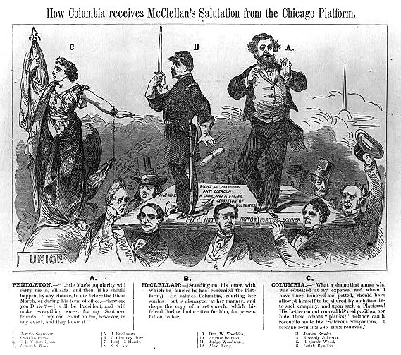 How Columbia Receives McClellan's Salutation from the Chicago Platform