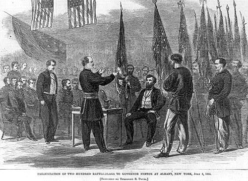 Presentation of 200 battle-flags to Governor Fenton at Albany, New York, July 4, 1865
