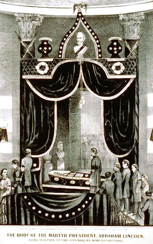 The body of the Martyr President, Abraham Lincoln: Lying in State at the city hall, N.Y.