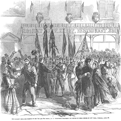 The Friends of the 7th and 8th Regiments, NY Volunteers Welcoming the Return of their Heroes to New York, Tuesday April 28, 1863