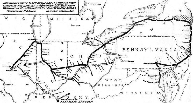 Route of Lincoln Funeral Train