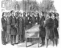 Reception of President Lincoln by Fernando Wood