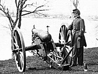 Gen. Daniel E. Sickles in Front of Two Wiard guns at the Arsenal; Washington, D.C.