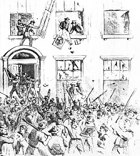 Sacking of the brownstone houses in Lexington Avenue by the rioters on Monday, July 13